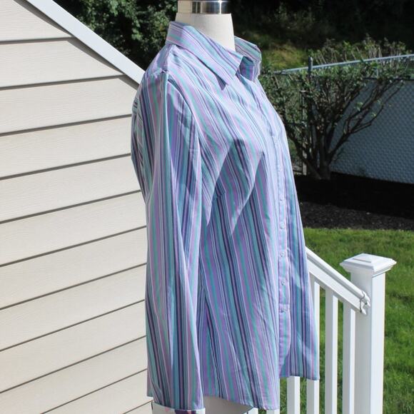 Tahari Women's Striped Paisley Elaine Shirt Casual Button Down Size L - Picture 14 of 16